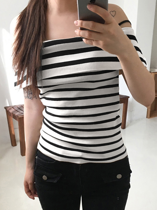 EMMIOL Vestido sexy de manga corta con un solo hombro