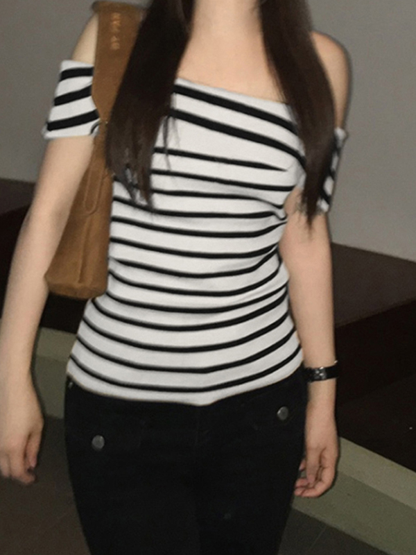 EMMIOL Vestido sexy de manga corta con un solo hombro