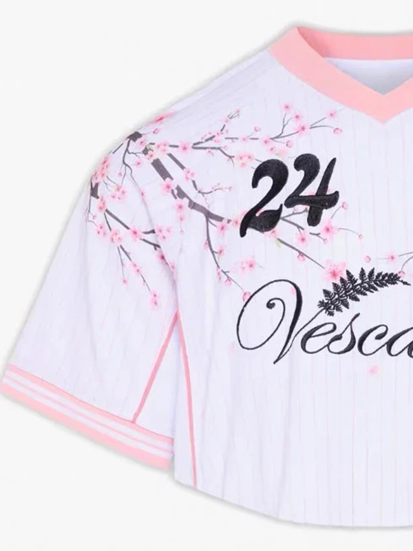 EMMIOL Camiseta de manga corta con estampado de flor de cerezo