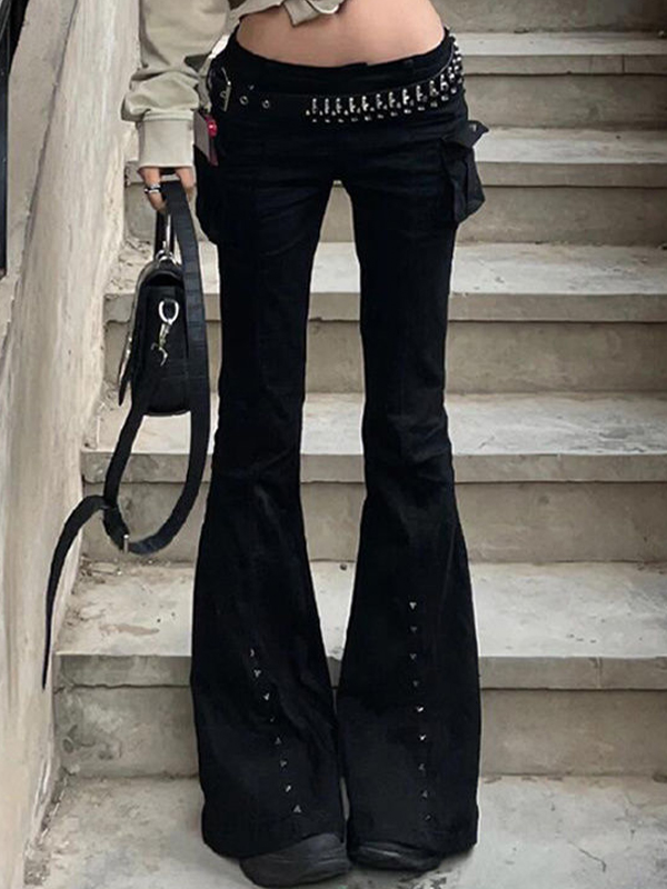 EMMIOL Schlagjeans mit mehreren Taschen und Nieten