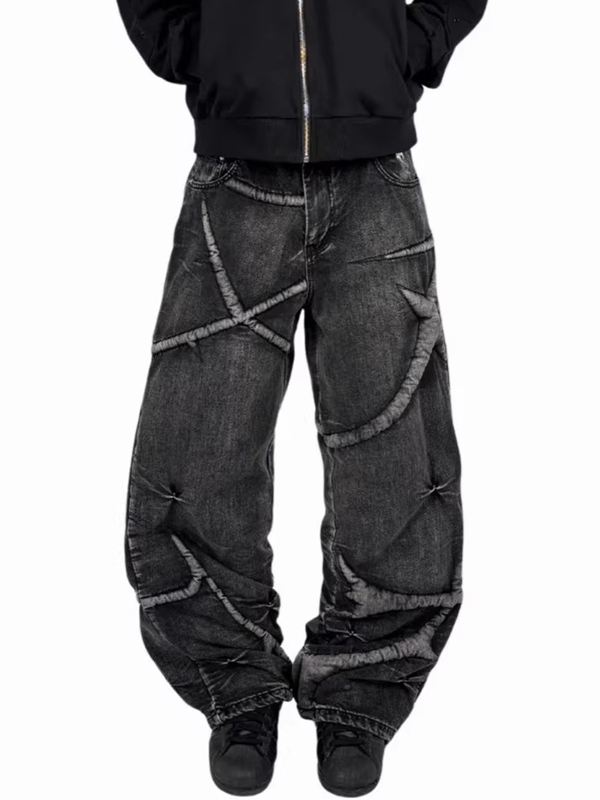 EMMIOL Vaqueros boyfriend con estampado de espinas