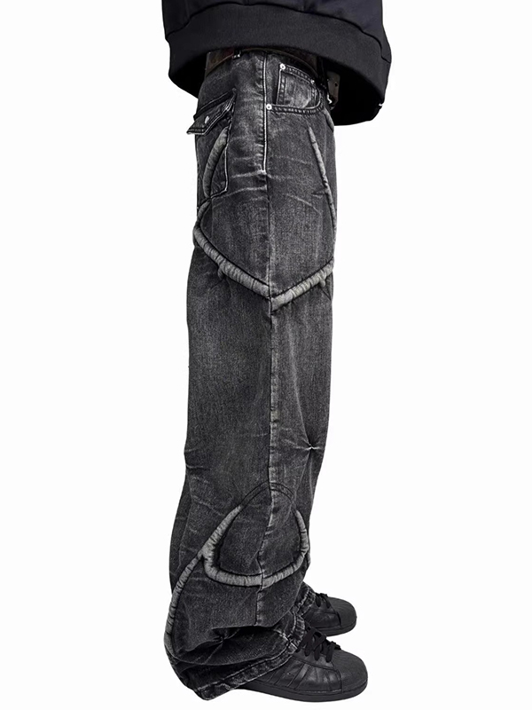 EMMIOL Vaqueros boyfriend con estampado de espinas