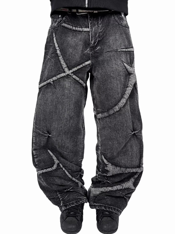 EMMIOL Vaqueros boyfriend con estampado de espinas