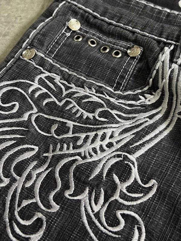 EMMIOL Hip-Hop Cross Denim Shorts