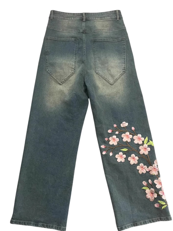 EMMIOL Vaqueros boyfriend con estampados de estilo chino