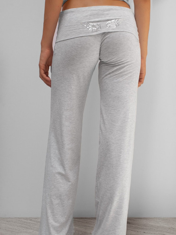 EMMIOL Wing Sequins Straight Leg Pants