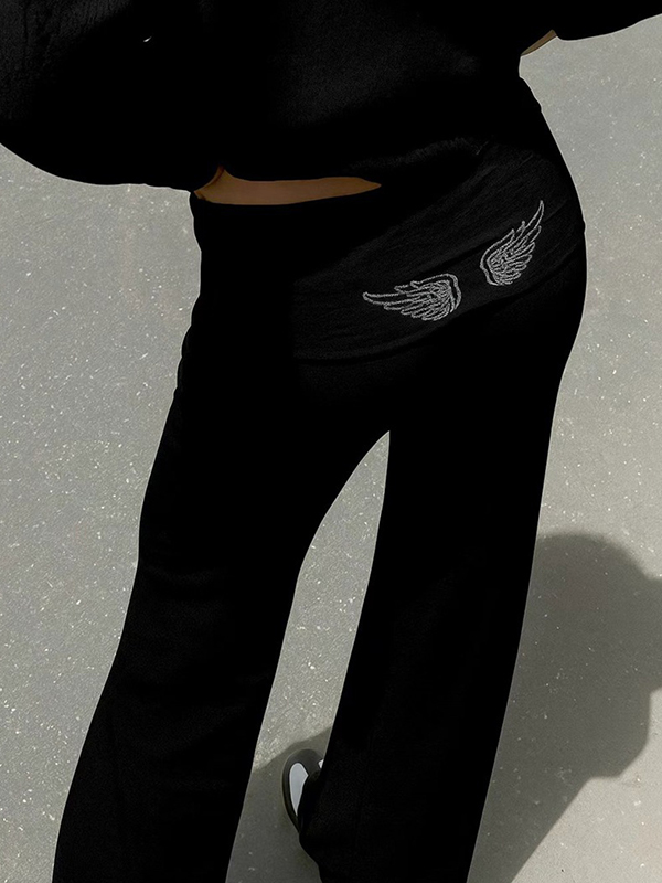 EMMIOL Wing Sequins Straight Leg Pants