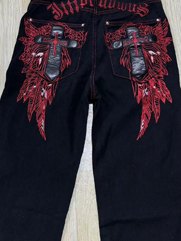 EMMIOL Vaqueros boyfriend con bordado vintage