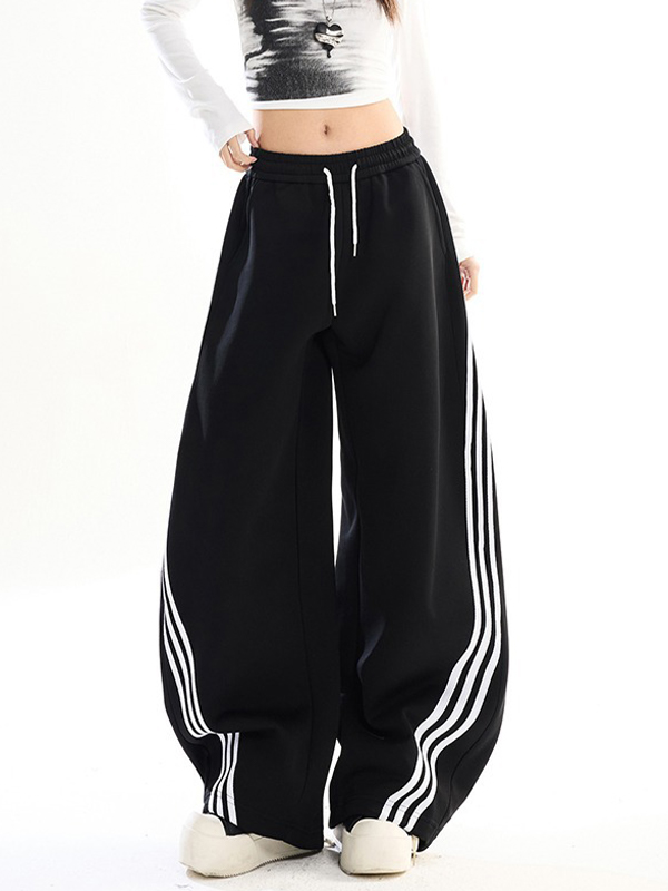 EMMIOL Three Stripes Casual Straight Leg Pants