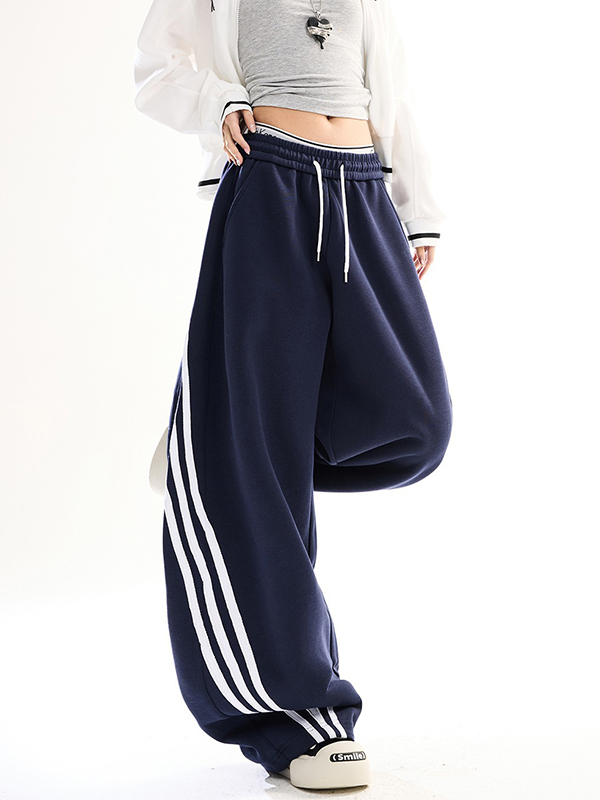 EMMIOL Three Stripes Casual Straight Leg Pants