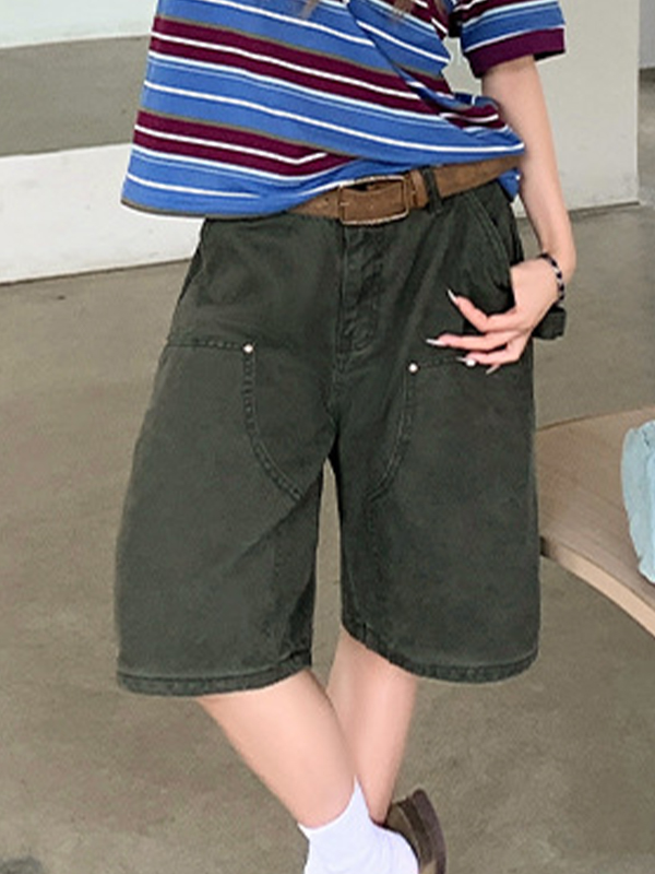 EMMIOL Slimming Loose-Fitting Denim Shorts