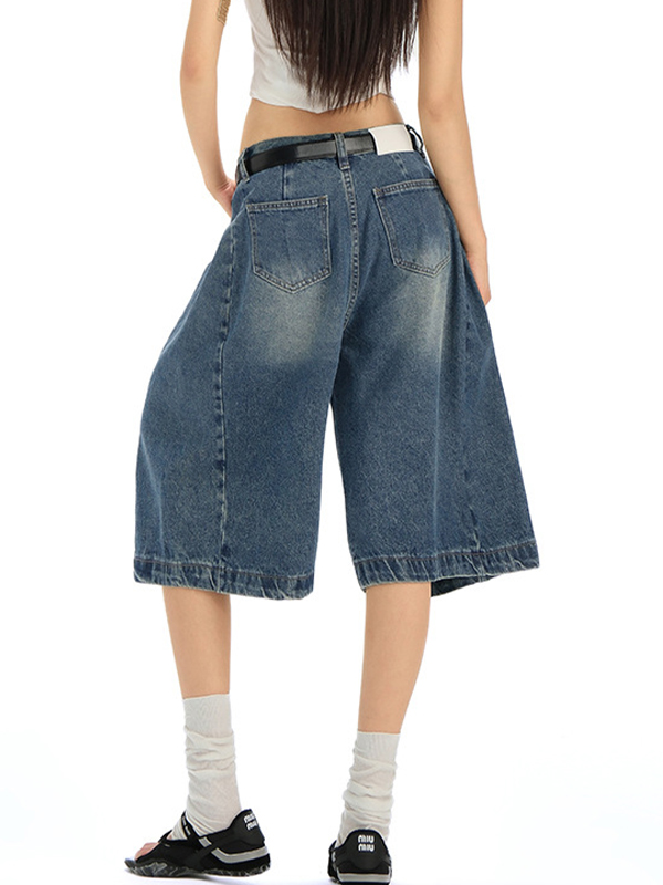 EMMIOL Versatile Wide-Leg Denim Shorts