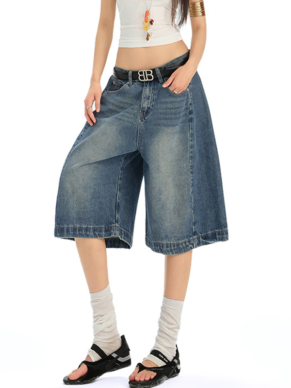 EMMIOL Versatile Wide-Leg Denim Shorts