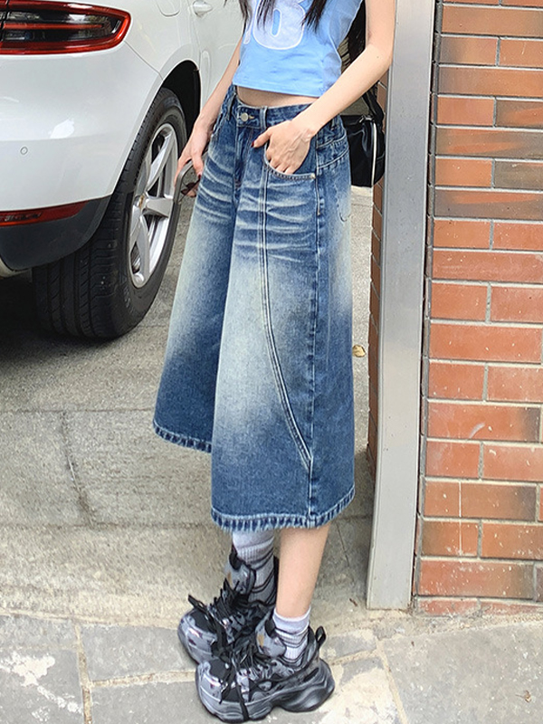 EMMIOL Straight-Leg Versatile Denim Shorts