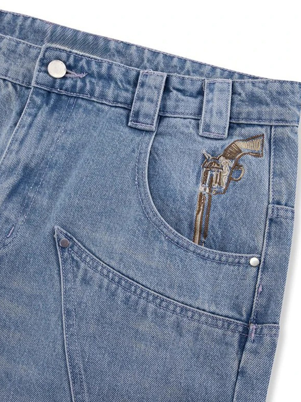 EMMIOL Loose-Fitting Embroidered Boyfriend Jeans