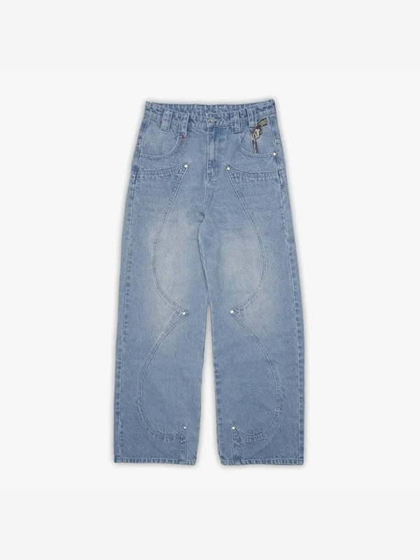 EMMIOL Loose-Fitting Embroidered Boyfriend Jeans