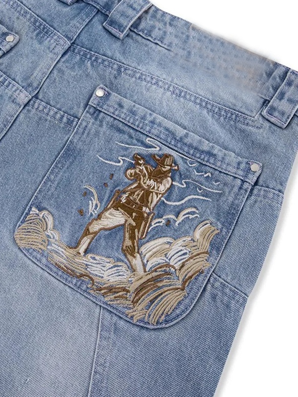 EMMIOL Loose-Fitting Embroidered Boyfriend Jeans