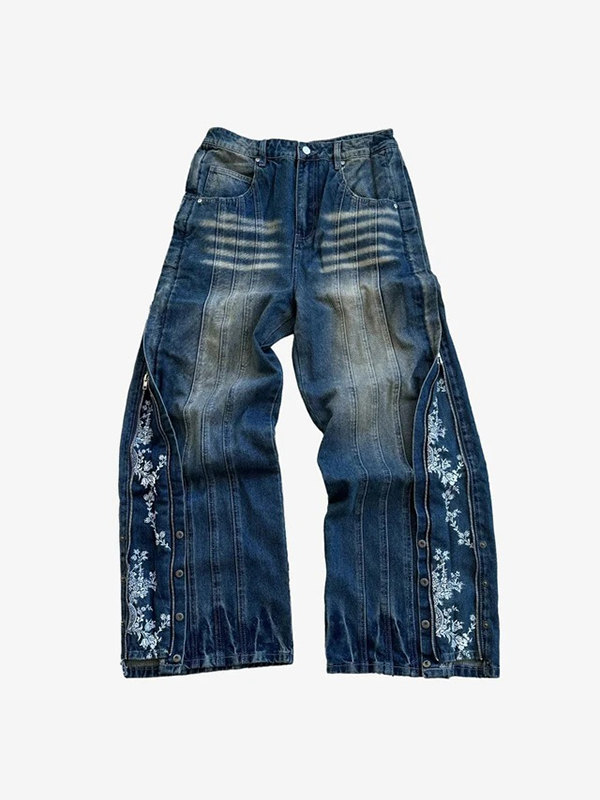 EMMIOL Lace Embroidery Boyfriend Jeans