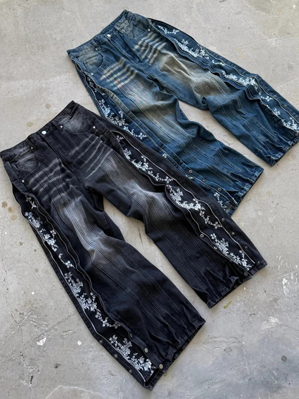 EMMIOL Lace Embroidery Boyfriend Jeans