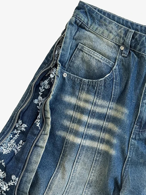 EMMIOL Lace Embroidery Boyfriend Jeans