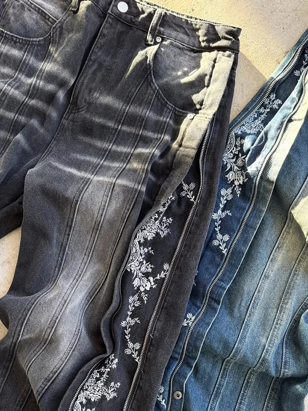 EMMIOL Lace Embroidery Boyfriend Jeans