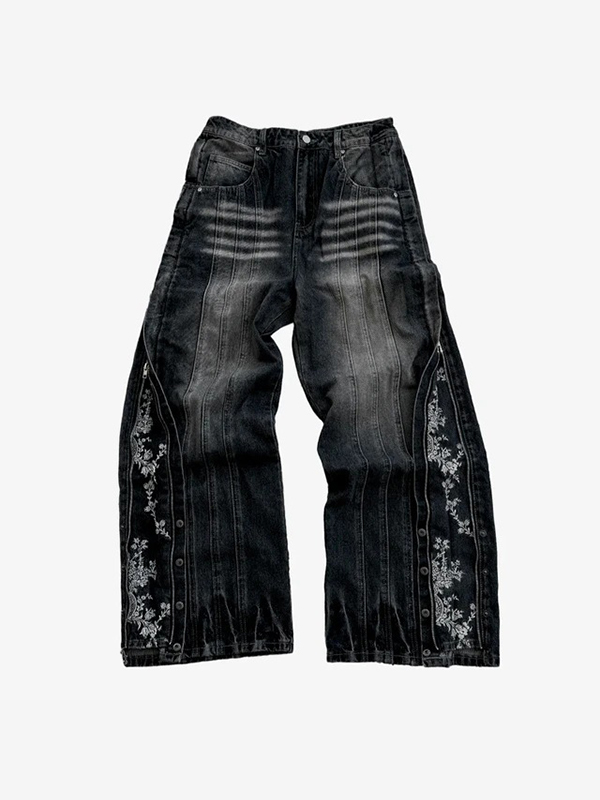 EMMIOL Lace Embroidery Boyfriend Jeans