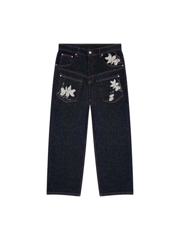 EMMIOL Flower Embroidery Boyfriend Jeans