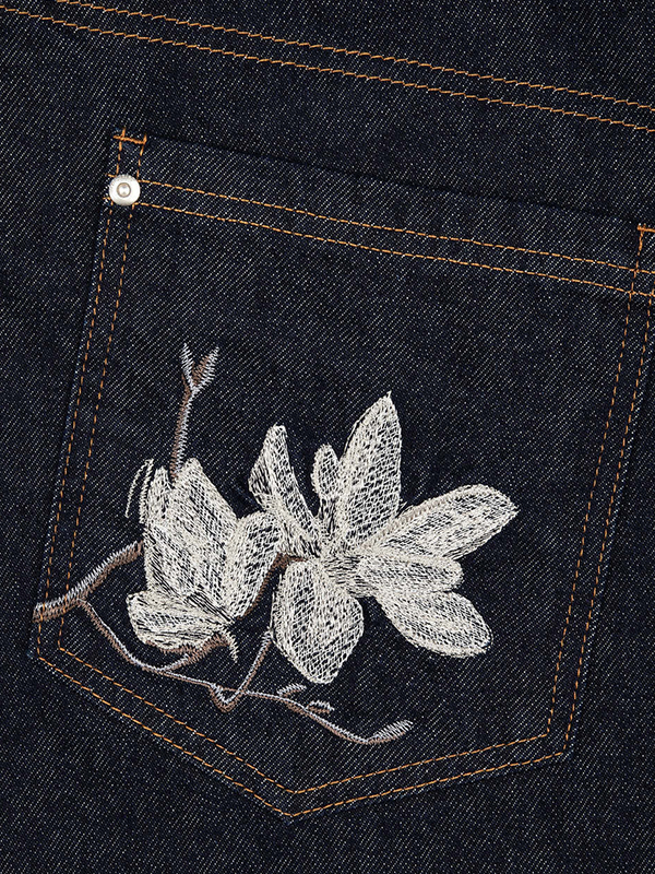 EMMIOL Flower Embroidery Boyfriend Jeans
