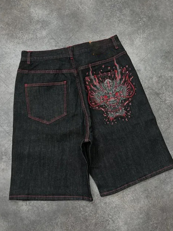 EMMIOL Embroidery Wash Denim Shorts