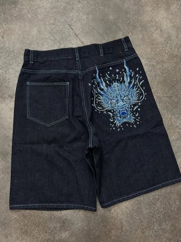 EMMIOL Embroidery Wash Denim Shorts