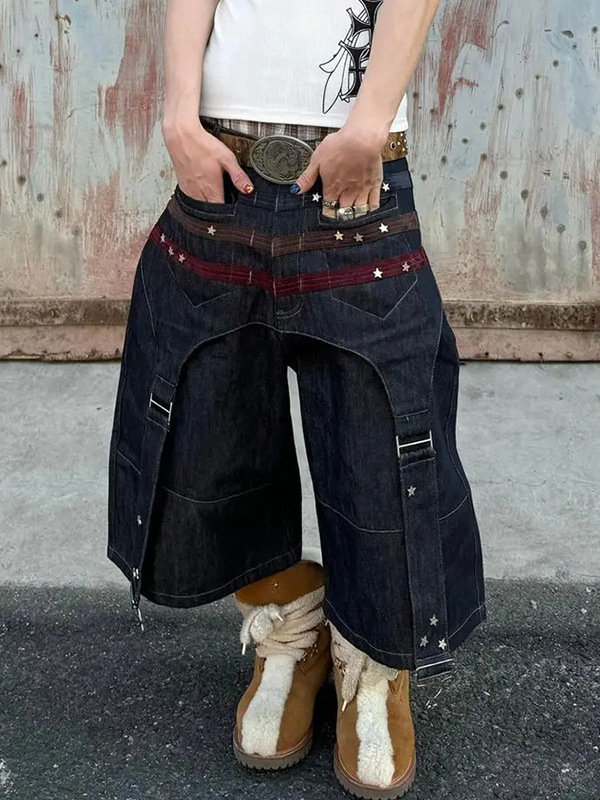 EMMIOL Retro Gothic Denim Shorts