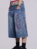 EMMIOL Pattern Embroidery Denim Shorts