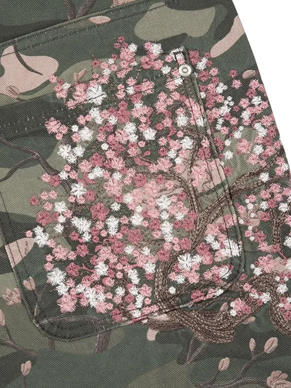 EMMIOL Cherry Blossom Embroidery Boyfriend Jeans