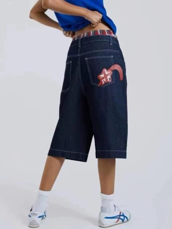 EMMIOL Pattern Printing Denim Shorts