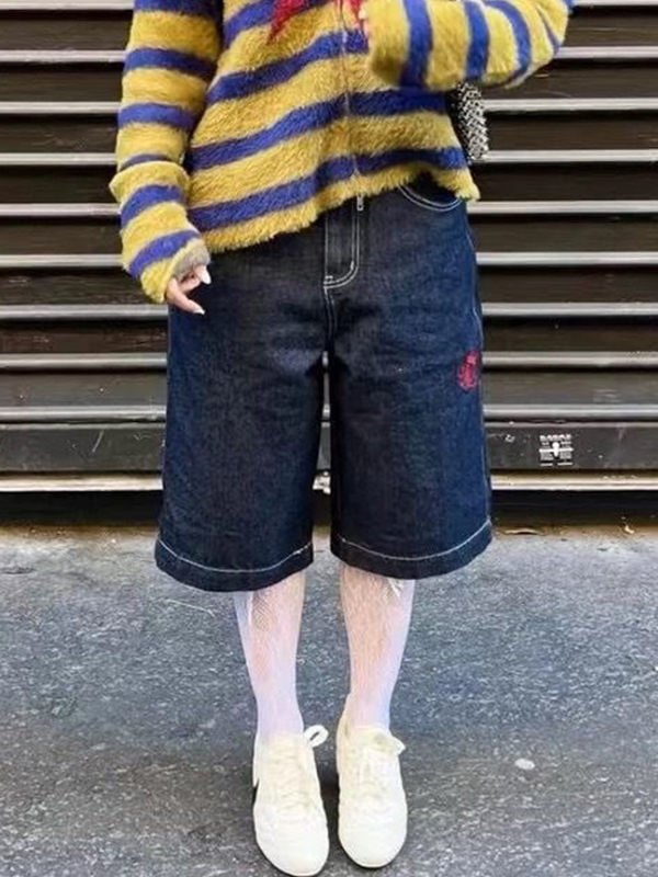 EMMIOL Pattern Printing Denim Shorts