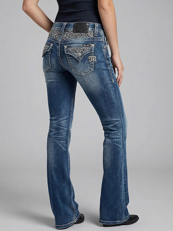 EMMIOL Trendy Sequins Flare Jeans
