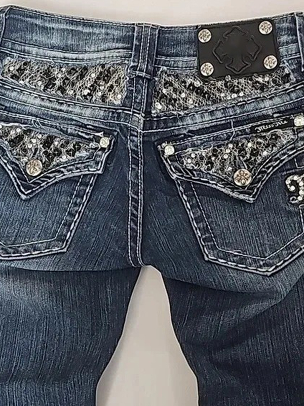 EMMIOL Trendy Sequins Flare Jeans