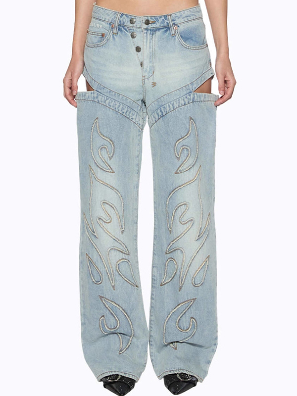 EMMIOL Embroidery Boyfriend Jeans