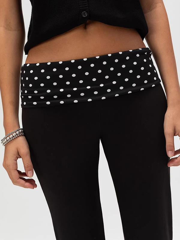 EMMIOL Polka-Dot Loose-Fitting Flare Jeans