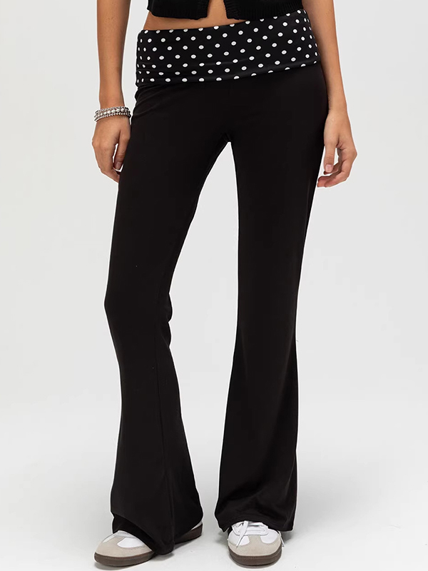 EMMIOL Polka-Dot Loose-Fitting Flare Jeans