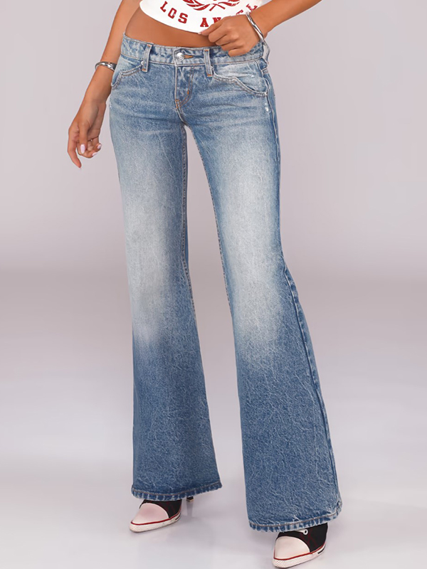 EMMIOL Wash-Faded Finish Flare Jeans