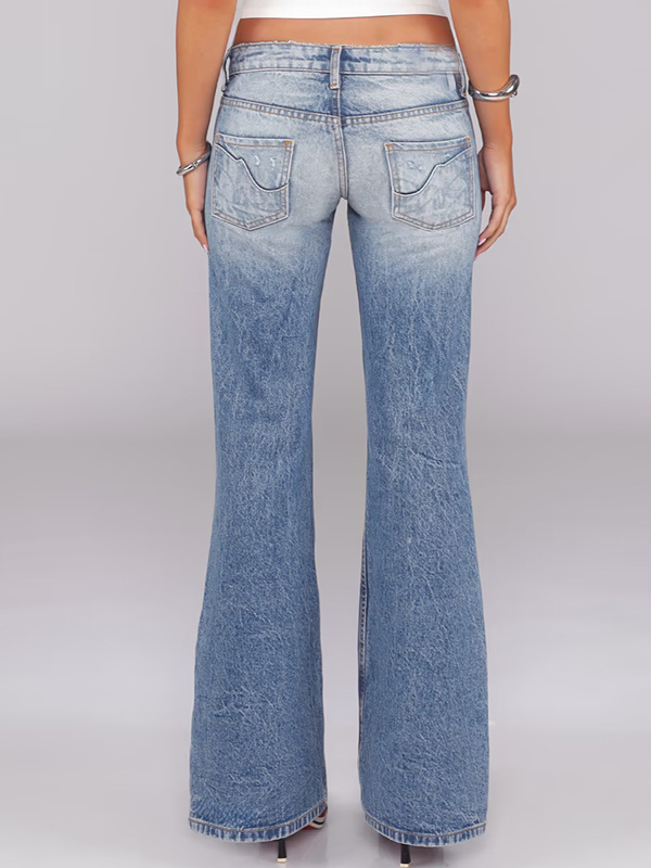 EMMIOL Wash-Faded Finish Flare Jeans