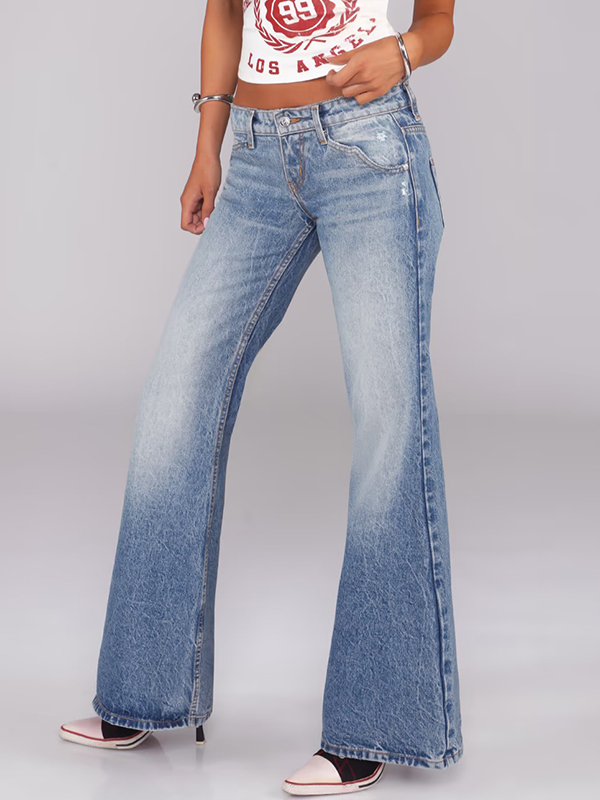 EMMIOL Wash-Faded Finish Flare Jeans
