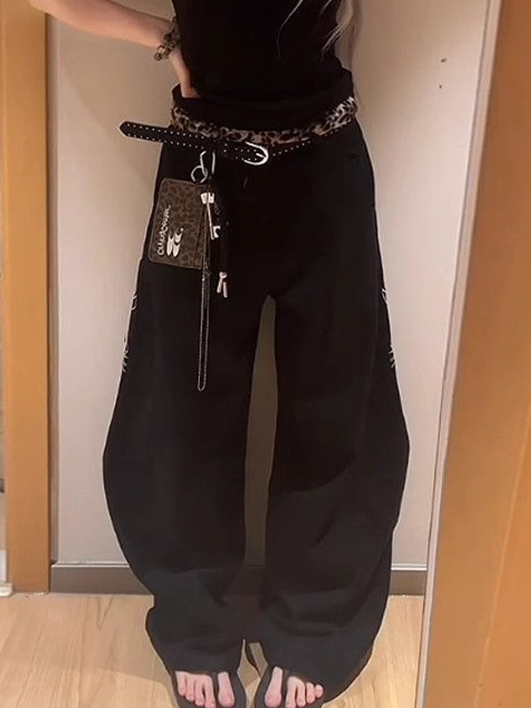 EMMIOL Alphabet Flowers Boyfriend Jeans