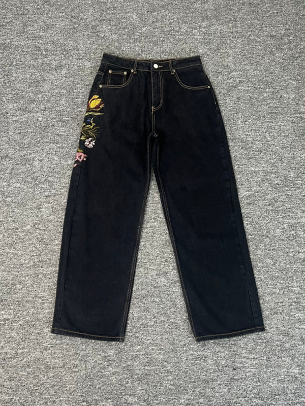 EMMIOL Flower Embroidery Boyfriend Jeans