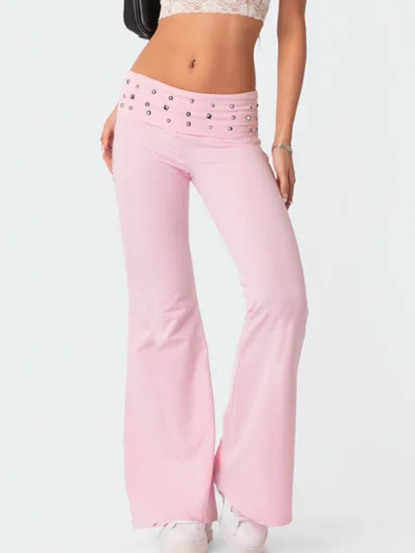 EMMIOL Essence Rivet Flare Leg Pants