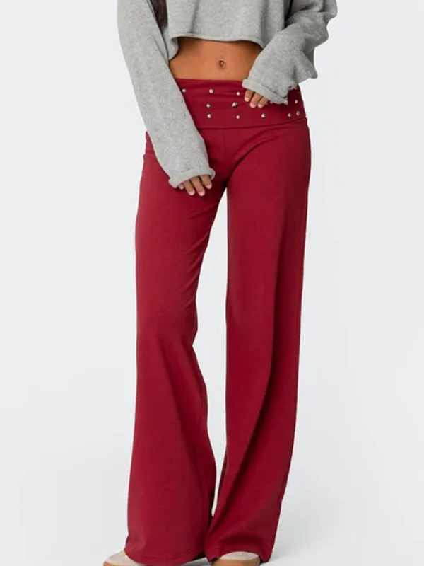 EMMIOL Essence Rivet Flare Leg Pants