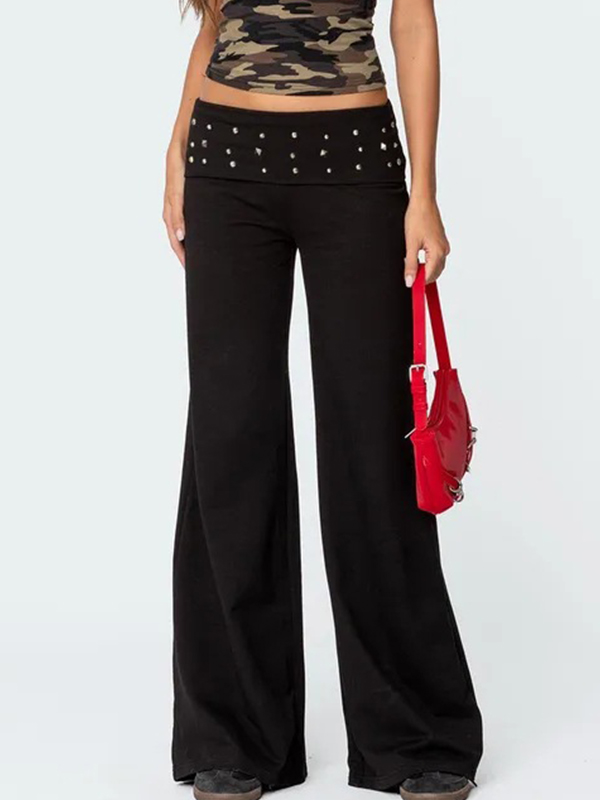 EMMIOL Essence Rivet Flare Leg Pants