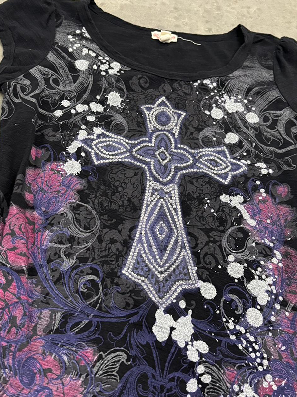 EMMIOL Stampa con motivo gotico a manica corta