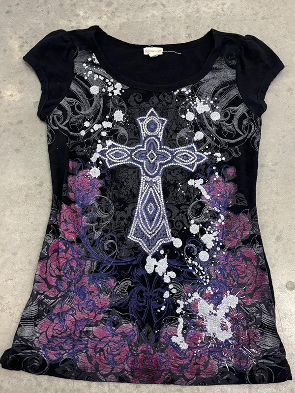 EMMIOL Stampa con motivo gotico a manica corta